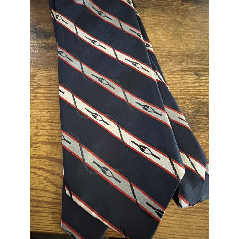 Vintage Cerruti CXIII Men's silk Necktie Navy Red White